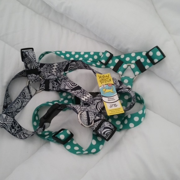 yellow dog design Other - 2 new large Dog harnesses polka dots tribal
